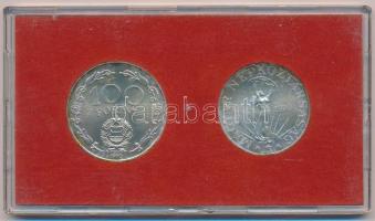 1970. 50Ft Ag + 100Ft Ag "Felszabadulás" pár, eredeti MNB plasztiktokban (piros) T:BU