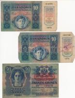 1902-1915. 10K-100K címletekben, 6db-os tétel (5xklf), több bankjegyen piros "Deutschösterreich...