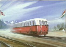 36 db MODERN motívumos képeslap; vonat, automobil / 36 modern motive postcards; train, automobile