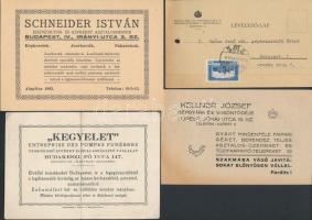 cca 1922-1954 22 db. különféle reklámos levelezőlapok, szórólapok, és meghívók, postai bélyegekkel, ...