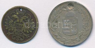 ~1711-1740. 2kr Cu "Pesti Invalidus-ház krajcár" + ~1900. "Fél napi munka" fém b...