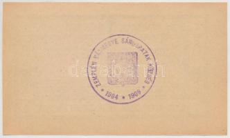 Sárospatak 1919. 1K számozott, hátoldalán lila bélyegzéssel T:I- hajtatlan
Adamo SÁR-3.1.2