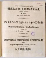 1858 Erdélyi Nagyfejedelemséget Illető Országos Kormánylap, 1858-dik évfolyam I-II. (Egybekötve: I r...
