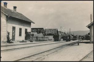 cca 1915 Feketebalog, vasútállomás, Szlovákia, fotó, 9x14 cm / Čierny Balog, railway station, Slovakia, photo, 9x14 cm