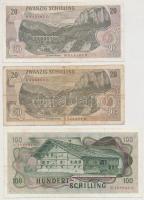 Ausztria 1967. 20Sch (2x) + 1969. 100Sch (4x) közte egy II. kiadás T:III,III-
Austria 1967. 20 Schi...