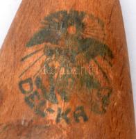 1 db. régi fa sámfa, az orr részén Del-KA osztrák cipő gyár reklámjával