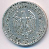 Német 3. Birodalom 1935E 5M Ag "Hindenburg" T:2,2-  German Third Reich 1935E 5 Marks Ag &q...