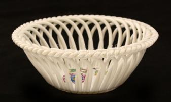 Herendi Viktória mintás áttört tálka, kézzel festett, jelzett, hibátlan, 12,5 cm, d:4,5 cm