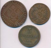 Ausztria 1800A 3kr Cu + 1807A 30kr Cu + 1851A 3kr Cu T:3 rep.
Austria 1800A 3 Kreuzer Cu + 1807A 30...