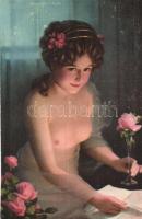 31 db RÉGI motívumlap; vegyes minőség; hölgy / 31 old motive cards, mixed quality; lady