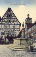 Rothenburg ob der Tauber, Kapellenplatz, Brunnen, Weinkeller &quot;Meistertrunk&quot; / Chapel Square, fountains, wine cellar