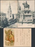 3 db RÉGI képeslap; két Budapest és egy vallásos litho lap / 3 old postcards; two Budapest and one religious litho art postcard