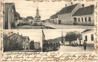 Gyanafalva, Jennersdorf; Főtér, vasútállomás / Hauptplatz, Bahnhof / main square, railway station (EK)