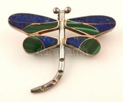 Féldrágakövekkel díszített ezüst(Ag) brossok, jelzettek, 2 db, br: 18,3 g