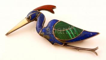 Féldrágakövekkel díszített ezüst(Ag) brossok, jelzettek, 2 db, br: 18,3 g