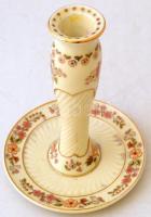 Zsolnay virág mintás gyertgyatató, kézzel festett, jelzett, hibátlan, m:14  cm