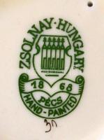 Zsolnay virág mintás gyertgyatató, kézzel festett, jelzett, hibátlan, m:14  cm