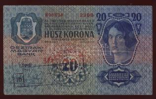 1913. 20K lila "Uprava Grada-Subotica 1919" szerb ellenbélyegzővel T:II