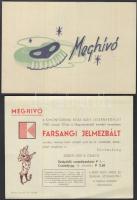 cca 1930-40 Vegyes báli meghívók, 14db, különböző méretben és minőségben