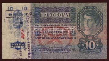 1915. 10K lila "Uprava Grada-Subotica 1919" szerb ellenbélyegzővel T:II