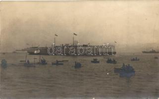 SMS Szent István a vízrebocsátás után / K.u.K. Kriegsmarine battleship, after launching, photo