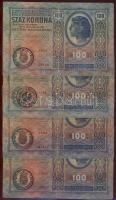 1912. 100K (4x) román ellenbélyegzővel T:III-,III/IV
