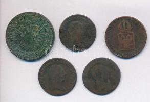 Vegyes magyar és osztrák rézkrajcár tétel (5x), közte 1851B 3kr Cu T:3-4
Mixed Hungarian and Austri...