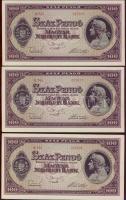 1945. 100P (5x) érdekes hamisítványok "N" fölött lévő lemezhiba eltávolítva, illetve beszínezve, hogy a jobbik típusnak látszódjon! Egymásutáni, ill. kevés ugrású sorszámokkal! T:I