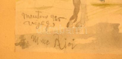 Olvashatatlan jelzéssel: Barátnők. Akvarell, papír, üvegezett keretben, 14×15 cm