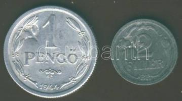 1941. 1P + 1944. 2f "sarló-kalapács" ellenjeggyel T:2/3