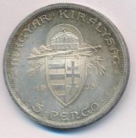 1938. 5P Ag "Szent István" T:2 patina