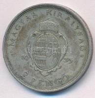 1935. 2P Ag "Pázmány" T:2 patina 
Adamo P7.1