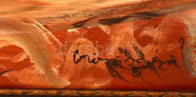 Vörös jelzéssel: Csendélet. Olaj, falemez, sérült, keretben, 50×40 cm