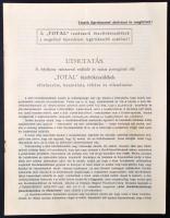 cca 1930-40 Utmutatás "Total" tűzoltókészülék elhelyezése, használata, töltése és ellenőrzése, pp.:8, 30x23cm