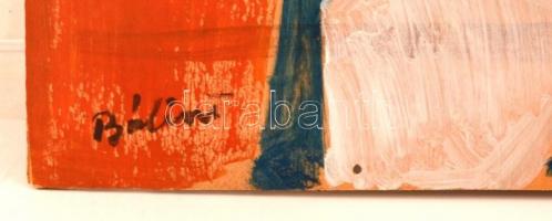 Bálint elzéssel: Fehér lovacska.  Olaj, falemez, sérült, keretben, 50×50 cm