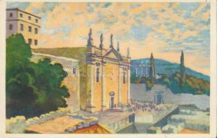 17 db bibliai témájú, Szentföldet ábrázoló művészlap, kiadja a Szentföld biztosi hivatala / 17 Bibli...