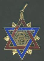 Cca. 1900-as évek eleje Szabadkőműves Br érem "Összetartás Arad 1888" T:zománcozott kis hibával /2