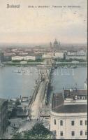 , Budapest; Ferenc József híd és tér, Lánchíd, Keleti pályaudvar - 4 db RÉGI képeslap / Budapest; br...