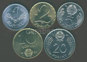 1990. 1Ft,2Ft,5Ft,10Ft,20Ft régi "Kádár" címerrel, de a felirat "Köztársaság" T:1