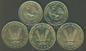 10f citromsárga 1948,1950. + 20f citromsárga 1947,1948,1950. Összesen 5db T:BU