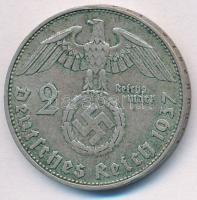 Német 3. Birodalom 1937D 2M Ag "Hindenburg" T:2 
German Third Reich 1937D 2 Mark Ag "...