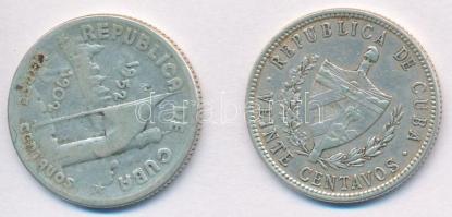 Kuba 1949. 20c Ag + 1952. 20c Ag T:2,2- Cuba 1949. 20 Centavos Ag + 1952. 20 Centavos Ag C:XF,VF