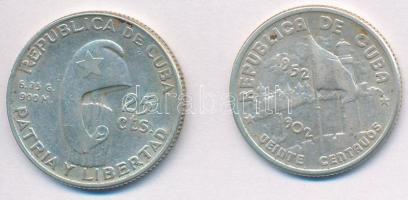 Kuba 1952. 20c Ag + 1953. 25c Ag T:2 Cuba 1952. 20 Centavos Ag + 1953. 25 Centavos Ag C:XF