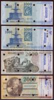 2000. Teljes sor 200Ft,500Ft (2klf),1000Ft (2klf),2000Ft (2klf),5000Ft,10.000Ft,20.000Ft nyomdai sel...