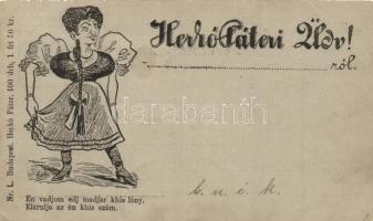 Én vadjom edj madjar khis lány....Herkó Páter antiszemita képeslap / Hungarian Anti-Semitic mock postcard, Judaica