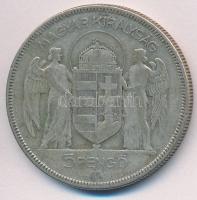 1930. 5P Ag "Horthy jobbra" T:3 patina
Adamo P8