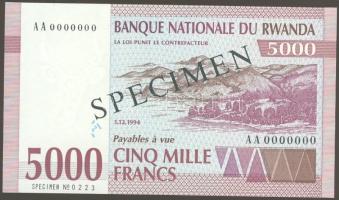 Ruanda 1994. 5000F "SPECIMEN" T:I