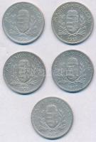 1926-1939. 1P Ag (5x) klf évszám. Az ezüstből készült 1 Pengős érmék teljes sora. T:1-,2
Adamo  P6