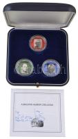 1947. 5Ft Ag (3x) "A magyar humor csillagai - Hofi Géza, Hazal László, Alfonzó" multicolor emlékérme szett dísztokban, tanúsítvánnyal T:2-