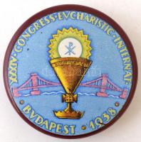 1938 Eucharisztikus Kongresszus emlékére készült bakelit rózsafüzértartó, d:5cm